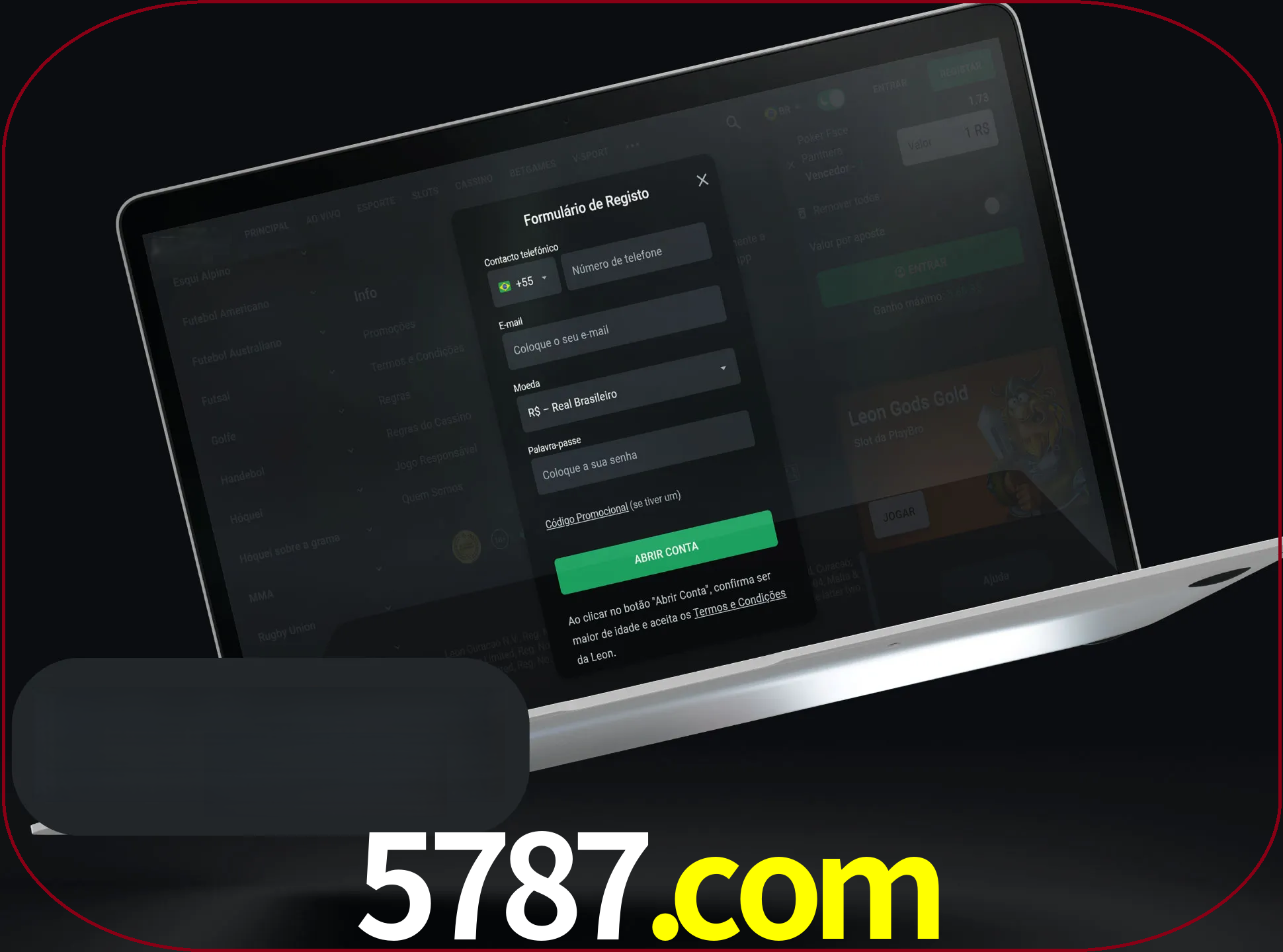 Abra o site da LeonBet e crie sua própria conta.