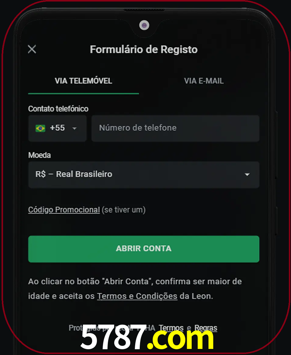 Abra o aplicativo e inicie o processo de registro.