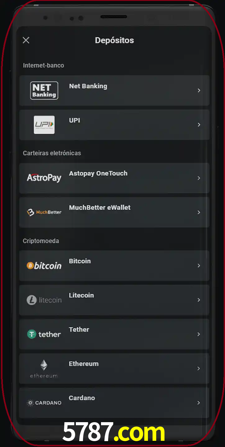 Você pode usar métodos alternativos de depósito.